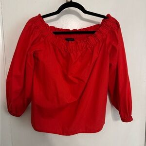J. Crew Red Ruffle Top